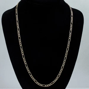 14k Two-Tone Gold Diamond Cut Figaro Link Chain Necklace - 24" - Picture 1 of 5