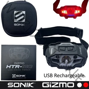 Sensore torcia testa Sonik HTR-160 Gizmo lampada da pesca carpa luce ricaricabile - Foto 1 di 5