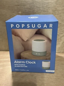 NIB! POPSUGAR Alarm Clock w/ Sunrise Alarm 6 Volume Levels Snooze Will box ship! - Picture 1 of 4