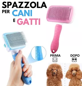 SPAZZOLA PER GATTI E CANI PETTINE CARDATORE TOGLI NODI PELI ANIMALI AUTOPULENTE - Foto 1 di 13
