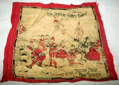 Antique Tony Denier Humpty Dumpty Clown Act Promotional Handkerchief - Image 1 of 4