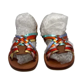 Sandalias arco iris de cuero con tiras Free People talla 39 (8,5). Desgaste en correas metálicas - Imagen 1 de 8