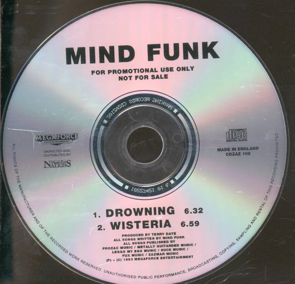 Mind Funk Drowning / Wisteria CD UK Megaforce 1993 Promo CD In Klarem PVC Sleeve - Bild 1 von 1