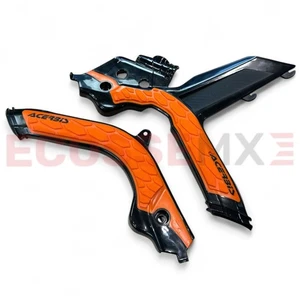 KTM SX125 SX150 SX250 ACERBIS X-GRIP FRAME GUARDS BLACK ORANGE 2019-2022 - Picture 1 of 5