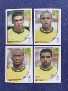 Panini WM 2002, 4 ungeklebte verschiedene Sticker, Mannschaft Brasilien. - Bild 1 von 2