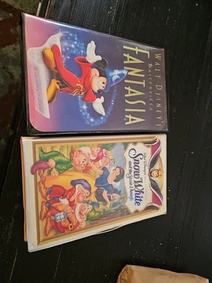 Snow White and the Seven Dwarfs (VHS) + FANTASIA VNTG 🔥  - Image 1 of 4