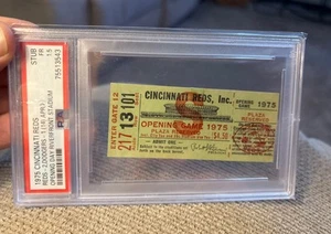 1975 Cincinnati Reds Opening Day Ticket Stub WORLD CHAMPIONS Year PSA Slabbed - Picture 1 of 2