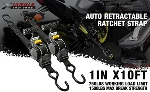 2 Stück - Automatisch einziehbarer Ratschengurt 1" x 10' 1500 Pfund Schwerlast Spanngurt - Bild 1 von 19