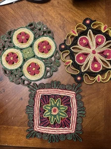 Lote de 3 remaches de paja vintage porta ollas platos calientes decoración boho - Imagen 1 de 3