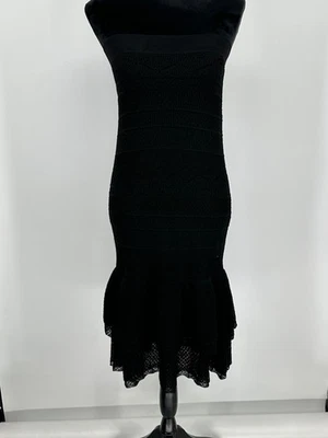 Vestido POLO Ralph Lauren para mujer XS negro de encaje sin tirantes forrado con volantes ceñido al cuerpo Z1 Foto 1 de 4