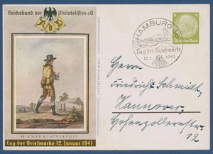 Dt. Reich 1941 Tag der Briefmarke Sonderpostkarte P 241 gebraucht SST (X41202) - Picture 1 of 2