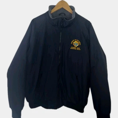 Men's Vintage Knights Of Columbus Eastbay  L Fleece Lined  Black Jacket Full Zip - Image 1 of 4
