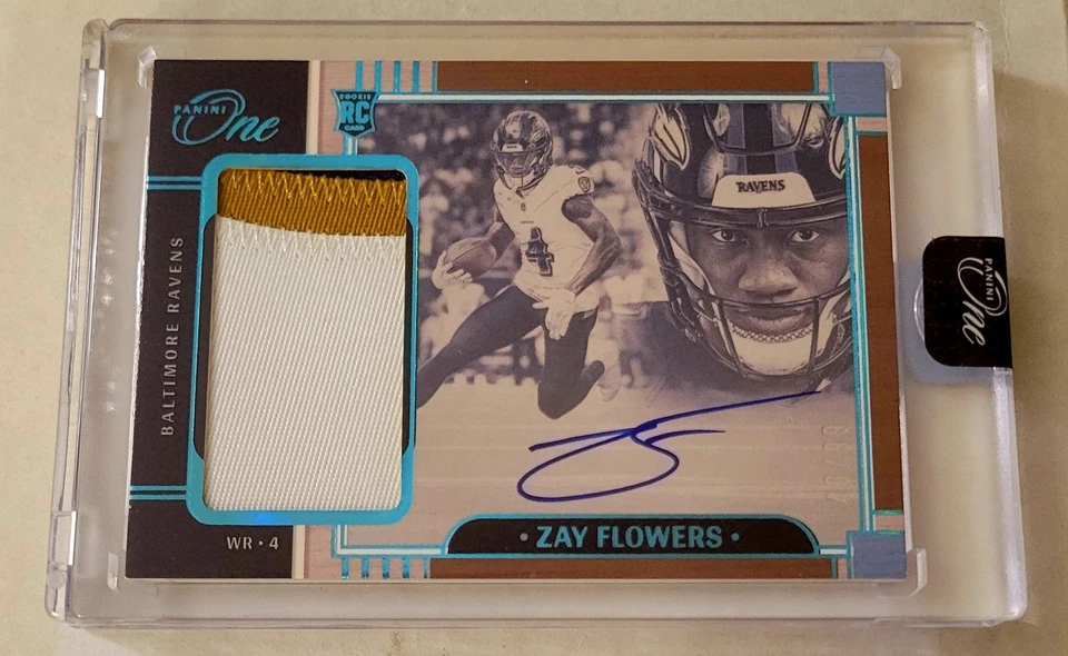 ZAY FLOWERS 2023 PANINI ONE ROOKIE AUTO AUTOGRAPH PATCH CARD #46/99! - Image 1 of 1