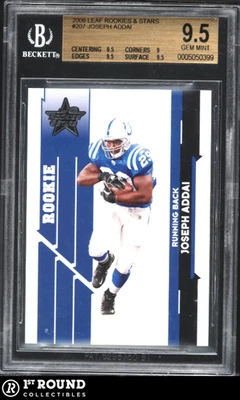 Joseph Addai RC BGS 9.5: 2006 Leaf Rookies & Stars Rookie /599 POP 6 - Image 1 of 3