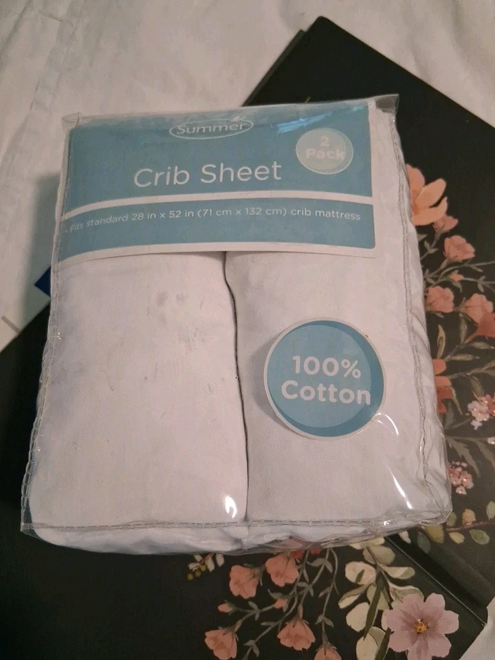 Juego de 2 sábanas cuna verano 100 % algodón blancas Foto 1 de 2