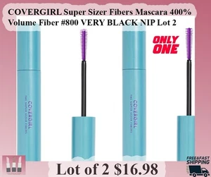 COVERGIRL Super Sizer Fibers Mascara 400% Volume Fiber #800 VERY BLACK NIP Lot 2 - Picture 1 of 2