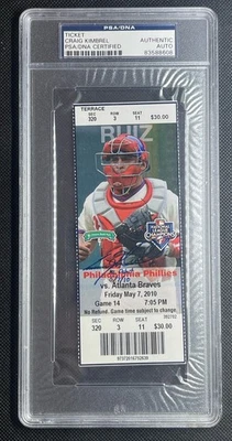 Craig Kimbrel Signed MLB Debut & 1st Strikeout Season Ticket PSA Auto Braves - Image 1 of 2
