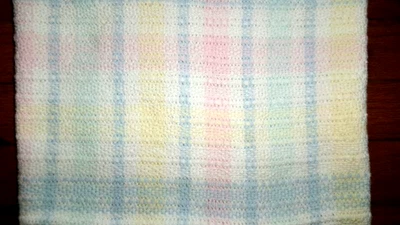 DE COLECCIÓN 38X32 PASTEL MULTICOLOR 100% ALGODÓN TEJIDO GOFRE MANTA CUNA BEBÉ EE. UU. Foto 1 de 3