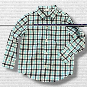 Janie and Jack blau grün kariertes Button Down Hemd Größe 3 Langarm Baumwolle - Bild 1 von 5