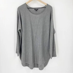 Eileen Fisher Tunic Length Gray Round Hem Merino Wool Lightweight Sweater XL - Picture 1 of 6