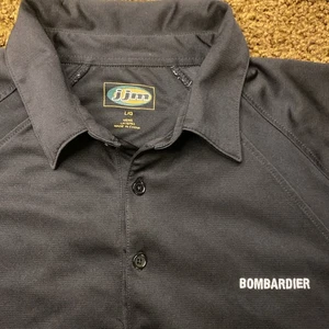 Bombardier Logo Polo Black Short Sleeve Shirt Mens Large Embroidered jjm Brand - Picture 1 of 10