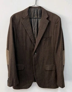 Chaqueta Blazer Raffaelo Caruso Marrón Franela Lana y Cachemira Herrigbone IT52 US42 - Imagen 1 de 11