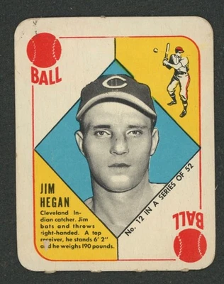 1951 年 Topps #12 Jim Hegan Red Back ~ 状况极佳 — 第 1/3 张图片