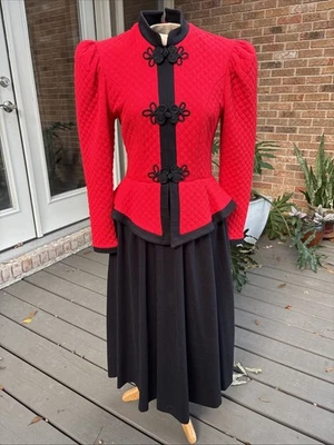 Vestido Cynthia Marty Stunner Vintage Años 80 Diamante Edredón Peplum Acampanado Cintura Usado en Excelente Condición 6/8 Foto 1 de 4