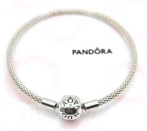 Pandora "Mesh Armreif" 596543 ca 17 cm Länge Kugelverschluss Silber Original  - Bild 1 von 5