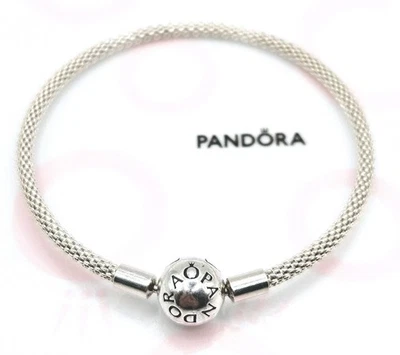 Pandora "Mesh Armreif" 596543 ca 17 cm Länge Kugelverschluss Silber Original  - Bild 1 von 4
