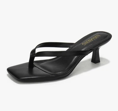 Sandalias de tacón de gatito negras Lullasong punta abierta 8 Foto 1 de 4