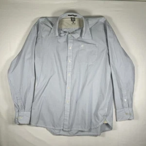 Timberland Long Sleeve Mens Dress Shirt Large Blue Pin Strip Wide Cuffs - Picture 1 of 14