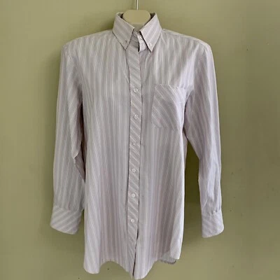 Camisa Finley Botón Rayas Manga Larga Mujer L Vintage Algodón Poliéster Hecha en EE. UU. Foto 1 de 4