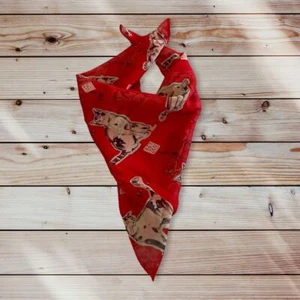 Banjara Bright Red Cat Print Scarf Square 100% Silk - Picture 1 of 4