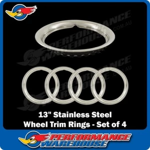 13 Inch Universal Smooth Stainless Steel Beauty Wheel Trim Ring Set of 4 - Picture 1 of 6
