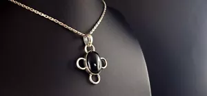 Anhänger Silber 925 Onyx schwarz + Kette - glänzend & zeitlos - Bild 1 von 9