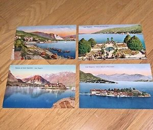 4 Vintage LAGO MAGGIORE Color Postcards - CESARE CAPELLO - Picture 1 of 9