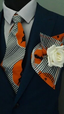 Corbata y cuadrada con estampado africano para hombre | Boda | Día del Padre | Regalo de Navidad |  Foto 1 de 4