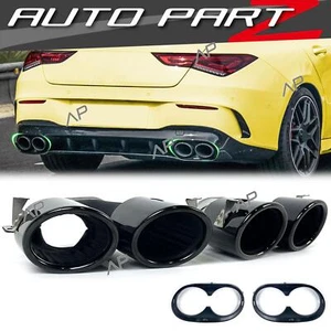 Schwarz Auspuffblenden Endrohr Blende für Mercedes A Kl. W177 V177 A35 A45 AMG - Bild 1 von 12