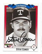 STEVE COMER 1993 KEEBLER TEXAS RANGERS AUTOGRAPHED SIGNED # 109