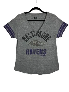 Camiseta gris manga corta del equipo de fútbol americano de la NFL Baltimore Ravens pedrería talla L - Imagen 1 de 9