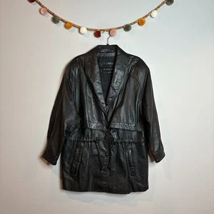 Chaqueta vintage de cuero Wilson negra cintura cinchada - Imagen 1 de 6