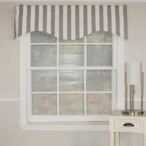 RLF Home All Season Awning Stripe Design Valance Gray 3 Rod Pocket 50W x 17L - Picture 1 of 4
