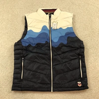 Chaleco acolchado de plumón Marine Layer Archive Andes para hombre grande cremallera completa *defecto* Foto 1 de 4