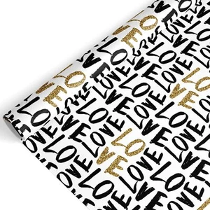 Valentine's Day Wrapping Paper - Mini Roll - 17 In x 32.8 Ft Love Print Black... - Picture 1 of 7