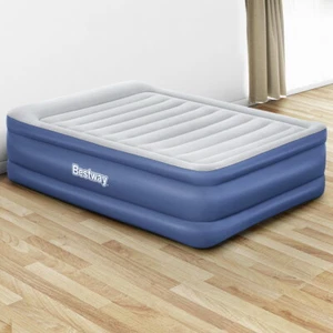 Queen Size Air Bed Inflatable Mattress Portable Sleeping Mat With Built In Pump - Picture 1 of 8