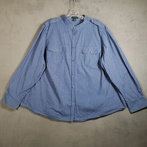 Blusa donna Lauren Ralph Lauren 3X blu bianco gessato bottoni oro nautica - Foto 1 di 8