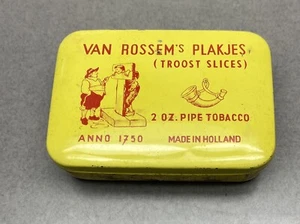 Vintage VAN ROSSEM's Plakjes Troost Slices Pipe Tobacco Tin Holland - Picture 1 of 7