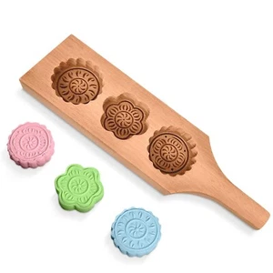 Wooden Cookie Molds for Baking - Moon Cake Molder Cookie Stamps Chinese Mooncake - Picture 1 of 9