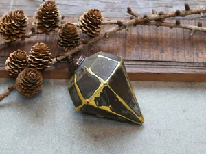 Chic Antique Weihnachtskugel Diamant Hänger grau gold Landhaus Shabby - Bild 1 von 3